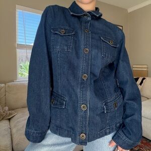 VTG Jones New York Sport Dark Blue Denim Button-Up Jacket sz Large